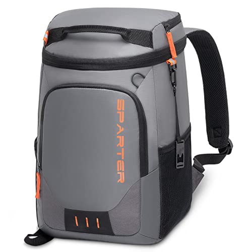 SPARTER Backpack Cooler Insulated Leak Proof 33/49 Cans, 2 Insulated Compartments Thermal Bag, Portable Lightweight Beach Travel Camping Lunch Backpack for Men and Women - color: Gray, size: 33 Can