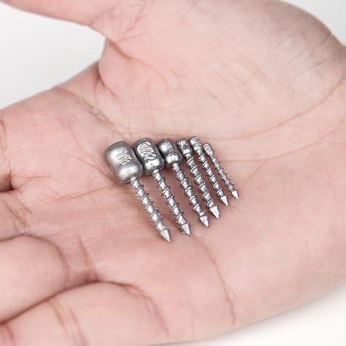 60/80-PCs Hard Alloy Screw Nail Weights, Stamped Insert Bass Fishing Sinkers, Assortment 6 Sizes for Neko Rig/Hover Rig&Wacky Worm Rig - size: Assorted - 80PCs