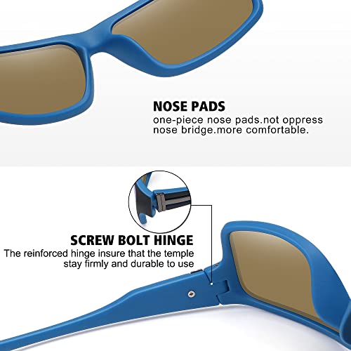 STORYCOAST Polarized Sports Sunglasses for Men Women Unbreakable Frame Cycling Fishing Driving - color: Black Frame-blue Mirror Lens