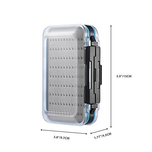 Fly Fishing Box Two-Sided Waterproof Lightweight Fly Box Easy Grip Transparent Lid Fly Fishing Lures Box Multiple Sizes - color: Grey, Black, Transparent, size: Size B (5.9"x 3.8"x 1.77")