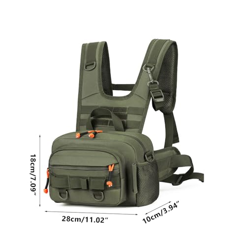 MiOYOOW Fishing Chest Pack, Waterproof Fly Fish Bag with Reflective Design for Men Women Outdoor Hunting Hiking - color: Green
