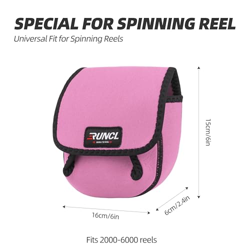 RUNCL Spinning Reel Bag – Protective Storage Pouch for Baitcasting Reels & Spinning Reels, Lightweight & Durable, Ideal for Freshwater & Saltwater Fishing Trips (pink& Black) - color: S-pink& Black