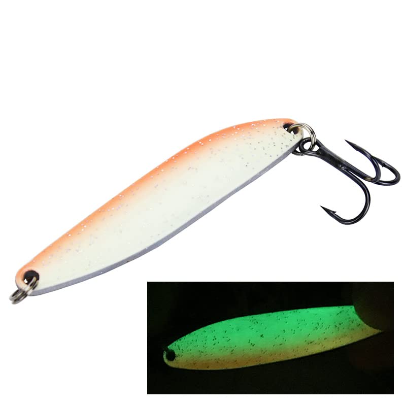 5pcs Luminous Fishing Spoons Metal Lures Hard Baits, Spinnerbaits Fish Fishing Lure Jig Glow for Salmon Bass Trout