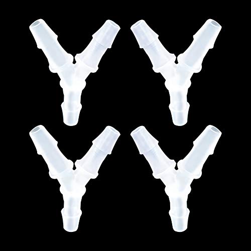 1/4" Hose Barb Fitting Equal Barbed Y Shaped 3 Way plastic Tubing Joint Splicer Mender Adapter Union for Oxygen Tubing Pipe Household Fuel Gas Liquid Air (Pack of 4) - size: 1/4 Inch