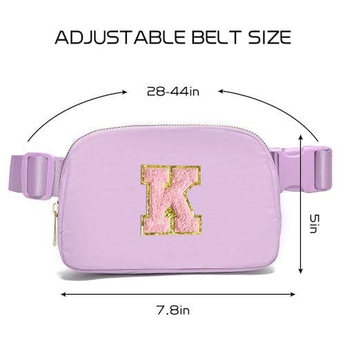 Gitus Initial Belt Bag Fanny Pack Crossbody Bag for Girls Birthday Gifts Age 8-10 Teen Girl Gifts Trend Stuff Personalized Letter Gifts for Daughter Sister (Lavender-K) - color: Lavender, style: K