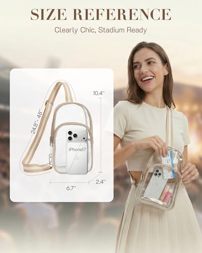 Missnine Clear Bag for Stadium Events Clear Crossbody Bag Fanny Pack Sling Transparent Purses for Sport Concert - color: C-brown[basic]