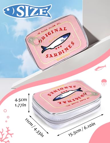 Cessfle Canned Sardines Makeup Bag, Funny Sardine Tin Fish Cosmetic Bag, Creative Cute Makeup Bag Kawaii Pencil Case Pouch, Coquette Make up Pouch for Women - color: Pink