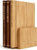 Book Cutting Board Set of 3 with Stand - Wooden Library Shaped Chopping Boards That Look Like Books, Labeled Meat, Fish, Cheese & Bread, Fruits & Vegetables, Decorative Kitchen Cutting Boards