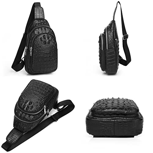 Vintage Leather Sling Bag Backpack for Men Crossbody Shoulder Chest DayPack Backpacks - color: #92black