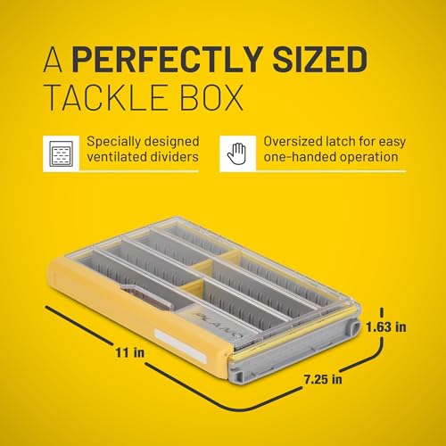 Plano EDGE 3600 Premium Tackle Utility Box, Gray and Yellow with Clear Lid, Rust-Resistant and Waterproof, Customizable Tackle Protection Organization - style: 3600 Standard