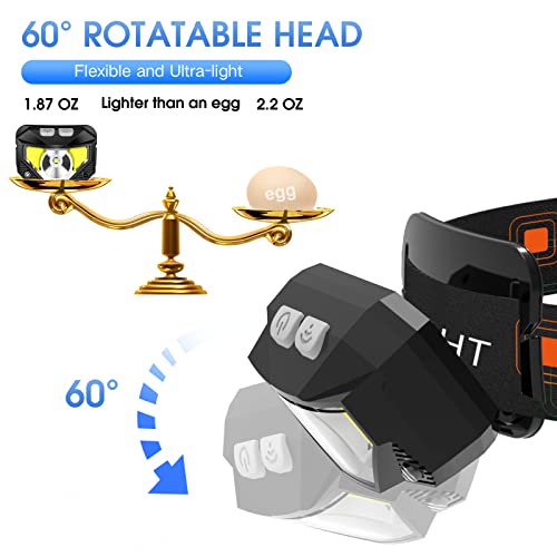 LHKNL Headlamp Flashlight,4-Pack Lumen Ultra Bright LED Rechargeable Headlight with White Red Light,Waterproof Motion Sensor Head Lamp,8 Mode for Outdoor Camping Running Cycling Fishing - color: Black Grey, size: 4 Packs