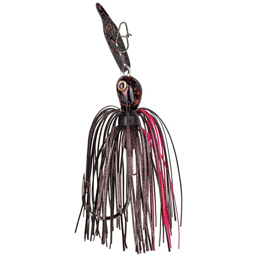 Strike King Thunder Cricket Fishing Lure, Vibrating Swim Jig, Silver Blade, 4/0 Jungle-Style Flipping Hook - color: Black Widow, size: 1/2 oz