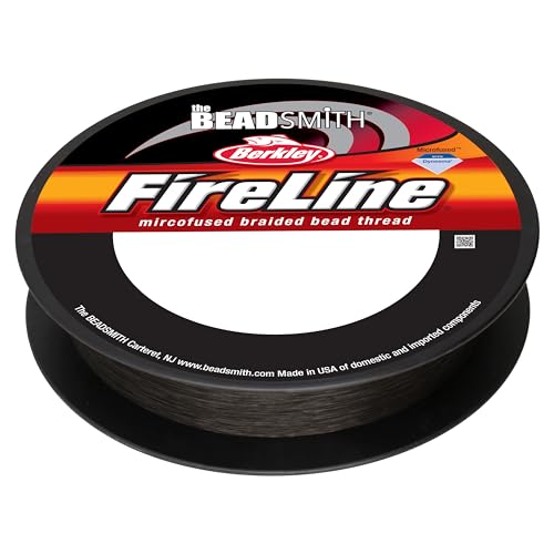 The Beadsmith Fireline by Berkley – Micro-Fused Braided Thread – 4lb. Test, .005”/.12mm Diameter, 300 Yard Spool, Smoke Grey – Super Strong Stringing Material for Jewelry Making and Bead Weaving - color: Smoke Grey, size: 4lb, .005”, 300 yard