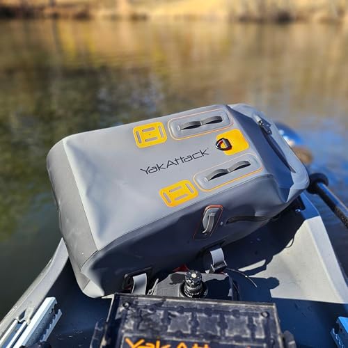 YakAttack 28L DryPak Waterproof Backpack - Grey/Orange | Floating Marine Dry Bag Pack with Padded Straps for Kayaking, Fishing & Hiking | 10" x 22" x 12" | Lightweight Outdoor Gear & Storage Drybag - color: Grey/Orange, style: Drypak