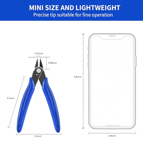 5 Inch Micro Flush Cutter, 2 Pack Small Wire Cutters Spring Loaded Cutting Pliers, Wire Cutters for Jewelry Making, Soft Copper Wire, Floral, Electronics, Model Craft, Heating Wire, 3D Print - color: 2 Pack