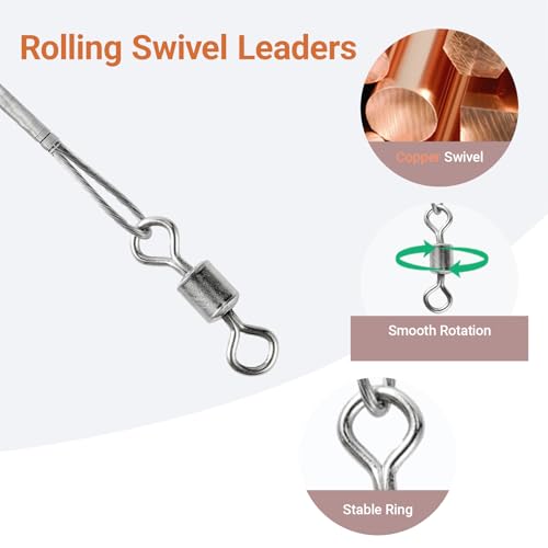 Atibin High Strength Fish Leader Saltwater Line Snap Fishing Leaders Freshwater Stainless Steel Wire Leaders Lures White Nickel - size: #2 (7.8in-30lb) 40pcs