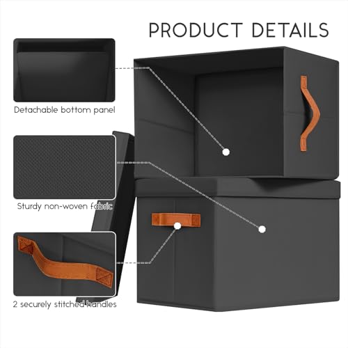 Homsorout Storage Bins with Lids - Large Fabric Closet Bins with Lid, 6 Pack Clothes Organizers and Storage, Collapsible Stackable Cube Basket for Home, Office, Dorm, Black - color: Black, size: XL(6-Pack)