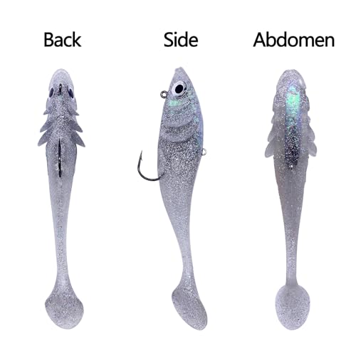 Big Jig Worm Lures Swimming Bait Soft Plastic Fishing Lure for Bass, Crappie, Trout, Pike, Sea Bass, Redfish, Striper,Fishing Lures for Freshwater & Saltwater - color: Clear Glitter-1 Piece