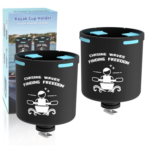 Huntury Kayak Cup Holder with Rubber Tabs, Fishing Tool and Lures Storage, Kayak Water Bottle Holder, Kayak Drink Holder, Tracck Mount Accessories, Track Mount Gear, Pack of 2 - color: Track Mount Only（2 Pack)