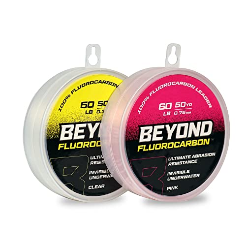 Beyond Fluorocarbon Leader Fishing Line - 100% Pure Fluorocarbon Leader Material - Highly Abrasion Reistant - Invisible Underwater- Shock Resistant - Incredible Knot Strength 50 Yard Spool - color: Pink, size: 80LB