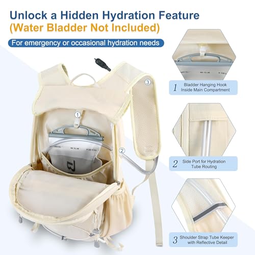 BECOJADDE Hiking Backpack 15L Small Backpack Packable Day pack Water Resistant Lightweight Travel Backpack for Women Men with Shoulder Strap Pockets for Hiking Camping Outdoor, Beige - color: Beige, size: 15L
