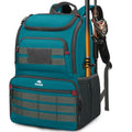 MATEIN Fishing Backpack Tackle Box, Water Resistant Tackle Backpack with Cooler & Rod Holders, Fishing Gifts for Men - color: Icy Blue & Grey