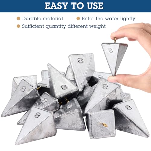 Shimeyao 18 Pieces Pyramid Sinkers Fishing Weights Triangle Fishing Sinkers Rig Pyramid Sinker for Ocean Saltwater Surf Bass Casting Gear Tackle - size: 8 oz