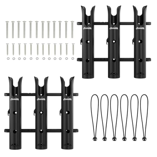 Aventik Tube Fishing Rod Holder Bracket Wall Mounted Boat Side Mount Tool Holder Tube Links with Screws 1/2/3/4/6 Pole Tube Fishing Rod Holders - color: 6-Pole Black