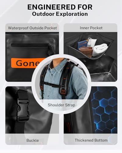 Gonex Waterproof Duffel Bag, 90L Heavy Duty Dry Duffle Bag with Reinforced Thickened Bottom, 3-in-1 Convertible Large Travel Backpack for Kayaking, Motorcycle, Camping & Boating, Black - color: Black, size: 90L