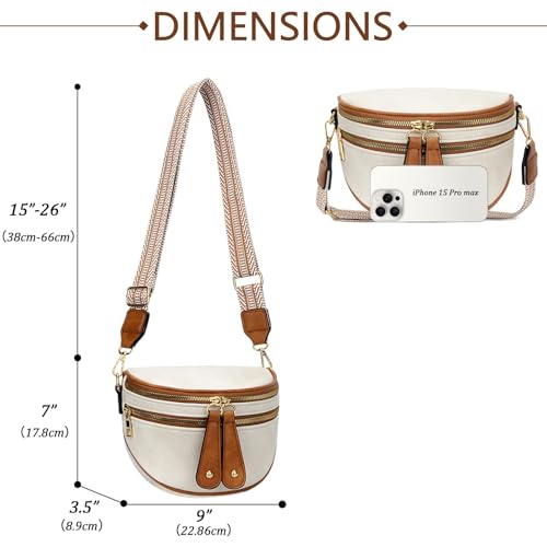 KKXIU Crossbody Sling Bag for Women Trendy Fanny Pack Vegan Leather Chest Bag | Trendy - color: Beige