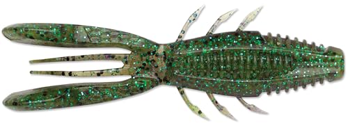 CrushCity Bronco Bug Soft Plastic Bass Lure, Dual-Action Creature Bait with Hinged Arms & Subtle Leg Movement - color: Sprayed Grass, size: 4"