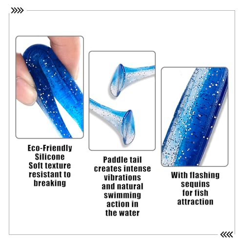 Paddle Tail Swimbaits FS/RE-10 | for Bass Fishing,14 Colors ,Fishing Lures with Flash Blade,Freshwater Saltwater ,Bass Bait,for Trout Catfish Pike - color: Color G, size: 7cm,50pcs