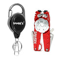 SAMSFX Fishing Tungsten Line Cutter with Zinger Retractors, Fishing Pliers Cutters, Knot Tying Tool, Hook Eye Cleaner, Hook Sharpener - color: R: Red Line Cutter with Retractor
