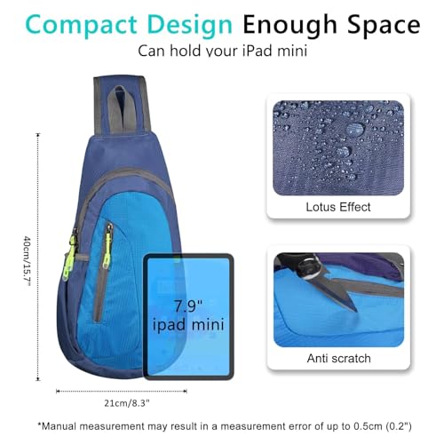 TITECOUGO Small Sling Bag, Lightweight Crossbody Backpack for Men Women, Shoulder Bag for Sports and Outdoor - color: Navy/Blue