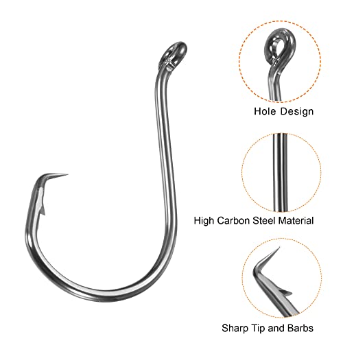 PATIKIL Fishing Circle Hooks, Carbon Steel Offset Hook with Barbs for Freshwater Saltwater - size: 36mm/1.42"