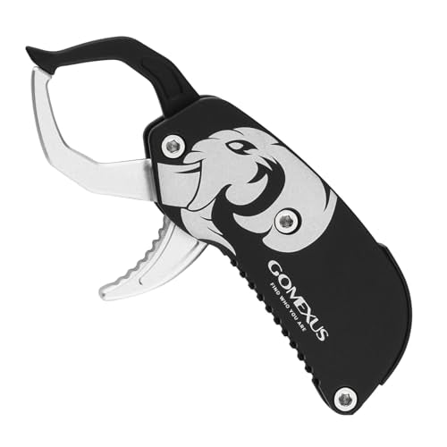GOMEXUS Fish Lip Gripper, Portable Lightweight Fish Gripper, Aluminium Fish Grabber Tool, Lip Grippers Fishing, Mini Fishing Gripper with Lanyard - color: Sliver