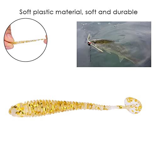 Akozon 50PCS Soft Plastic 5cm Fishing Lures, Ttail Grub Worm Bait, Fish Tackle Accessory in Vibrant Orange Color, Ideal for Fishing Enthusiasts - Pack of 50 - color: Gold