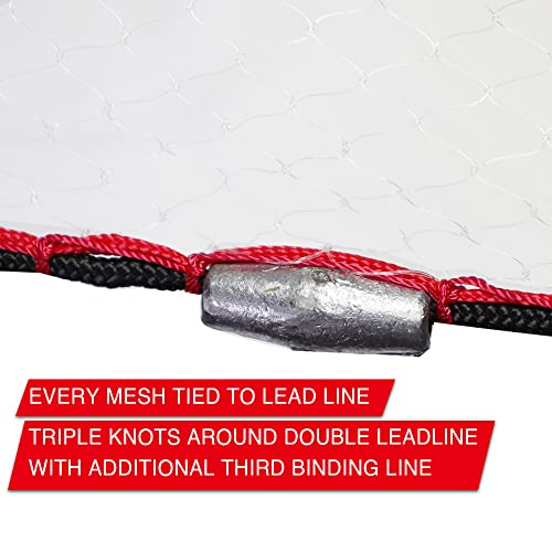 BasicGear Cast Net | Lead, 3ft-12ft Radius, 3/8 or 1/4 inch Mesh for Freshwater and Saltwater Bait Fish| Professional Grade and Upgraded Material | Throw Style - size: 4ft Radius, 3/8" Mesh