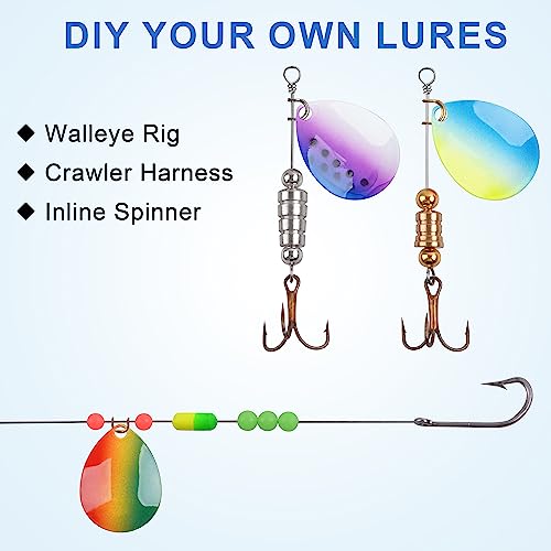 Colorado Blades Spinner Blades Lure Making Kit, 30pcs Colorful Metal Blades Easy Spin Spoons Inline Spinner Walleye Rig Making DIY Fishing Lure Making Supplies for Trout Salmon Bass Fishing - color: Smooth-Green & White-30pcs