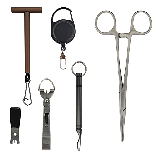 EUPHENG Fly Fishing Accessories Fly Fishing Tools Kit, Fishing Knot Tool and Line Clipper with Retractor - style: 6in1 Combo A