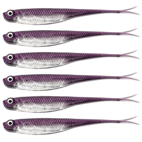 QualyQualy Soft Swimbait Fishing Lures 5PCS 6PCS Jerk Shad Minnow Drop Shot Lure Bass Bait Shad Lure Soft Jerkbait for Bass Trout Pike Walleye Crappie 2.95'' 3.93'' 4.72'' - color: A-3#, size: 2.95" - 6Pcs