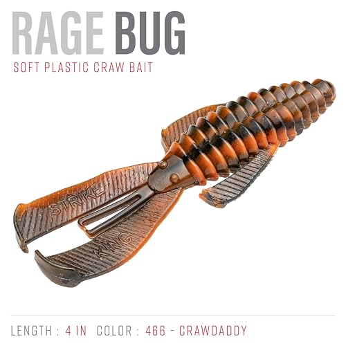 Strike King Rage Bug Fishing Lure, Soft Plastic Grub, Unique Design, Subtle Action - color: Crawdaddy, size: 4"