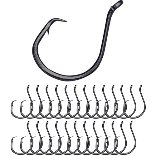 Reaction Tackle Heavy Wire Catfish Hooks - High Carbon Steel for Channel, Blue and Flathead Catfish - Sharp Offset Point, Freshwater and Saltwater Fishing (25-Pack) - size: #6/0