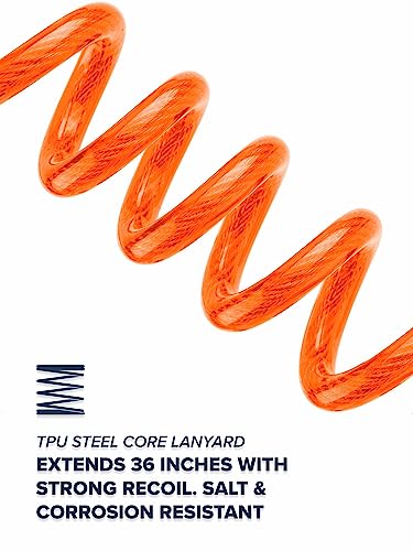 Rogue Endeavor® Fish Stringer Clip, Large, Stainless Construction, Quick Release 36” Steel Core Lanyard, Designed for Spearfishing, Kayak Fishing & Scuba Diving and All Fish Types - color: Orange- Heavy Duty