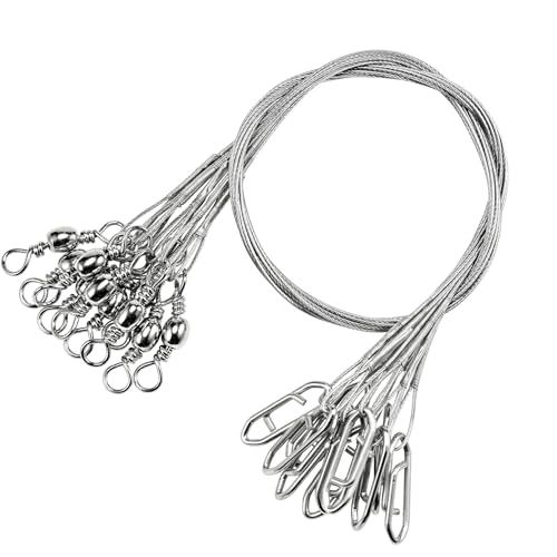 Atibin Stainless Steel Fishing Leader Wire High Strength Fishing Leaders Strong Saltwater Snap Wire Leader Line White Nickel - size: Size #5 (11.8in-60lb) 30pcs
