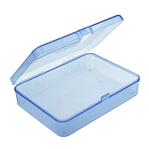 Goodma 8 Pieces Rectangular Plastic Storage Boxes, Blue, 4.5x3.3x1.1 inch | Hinged Lids, Empty Organizer Containers, For Small Items and Craft Projects - color: Blue, size: 4.5 x 3.3 x 1.1 in