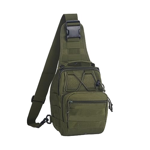 FAMI Outdoor Tactical Bag Backpack, Military Sport Bag Pack Sling Shoulder Backpack Tactical Satchel for Every Day Carry (Army Green) - color: Army Green