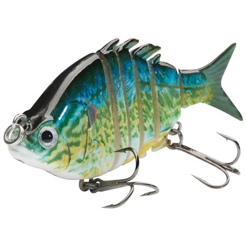 Bassdash SwimPanfish 2.5”/0.34oz Hard Bluegill Swimbaits Multi Jointed Topwater Trout Bass Fishing Crank Lure,Pack of 4 - color: BGSP