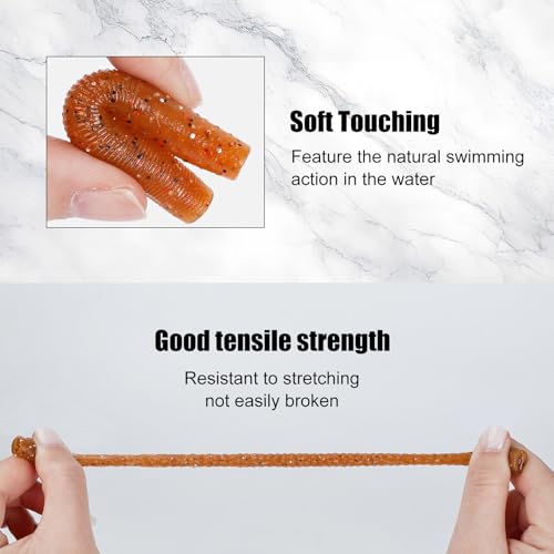 Soft Plastic Worms Lures with Salted Hook Slot 2.6in FS/RE-11 - size: 30pcs