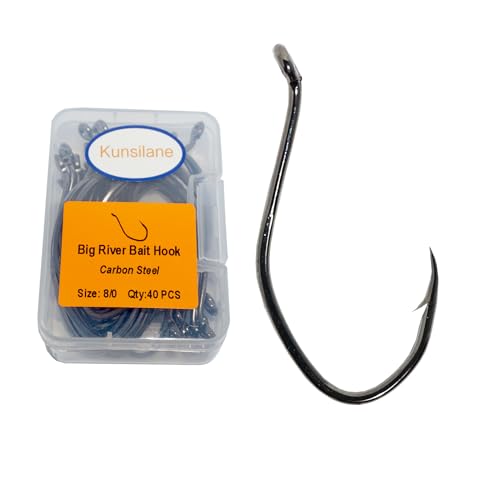 Catfishing Hooks Big River Bait Hook 25/50/100pcs, Fishing Hooks for Saltwater Freshwater,Catfish Striper Flathead Carp Bass 1# 1/0 2/0 3/0 4/0 6/0 8/0 10/0 - size: 50PCS 2/0